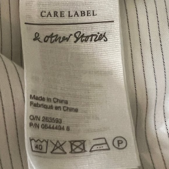 & Other Stories Gray & White Mini Stripe Cotton V-Neck Kimono Sleeve Top… - Picture 12 of 13